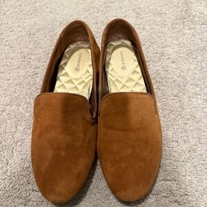 Birdies Cognac Suede Slip-On Flats